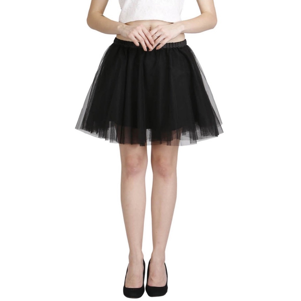 Black Layered Tulle Girls Mini Skirt, sz. Large